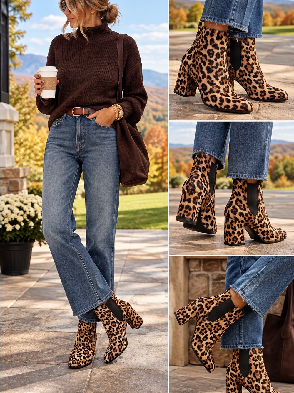 Sam Edelman Brahma Leopard Calf Hair Ankle Boots Booties Size 9